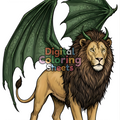Mythical Winged Lion Coloring Page – Printable Fantasy Beast Line Art