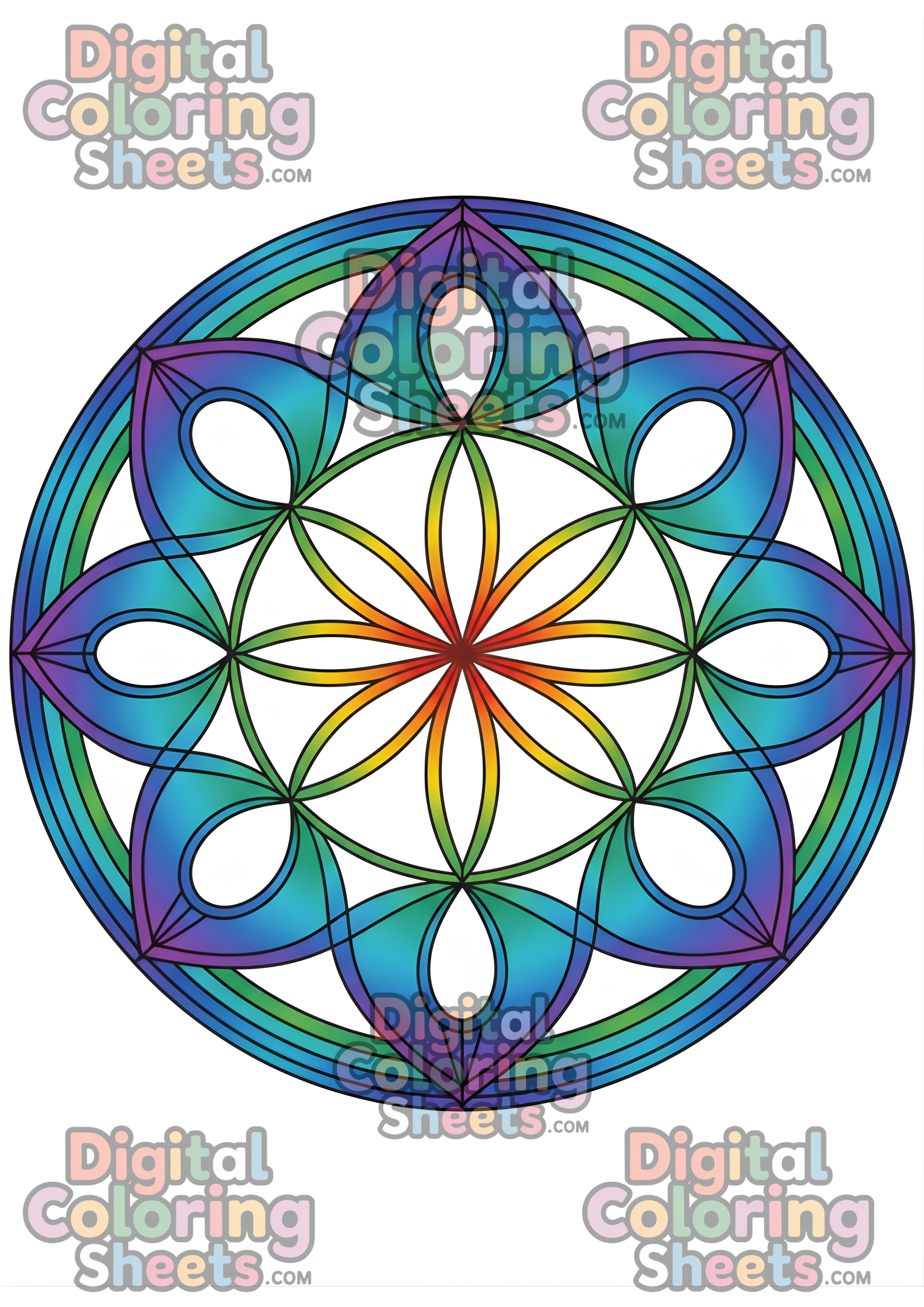 Sacred Geometry Mandala Coloring Page – Advanced Adult Focus & Relaxation Art