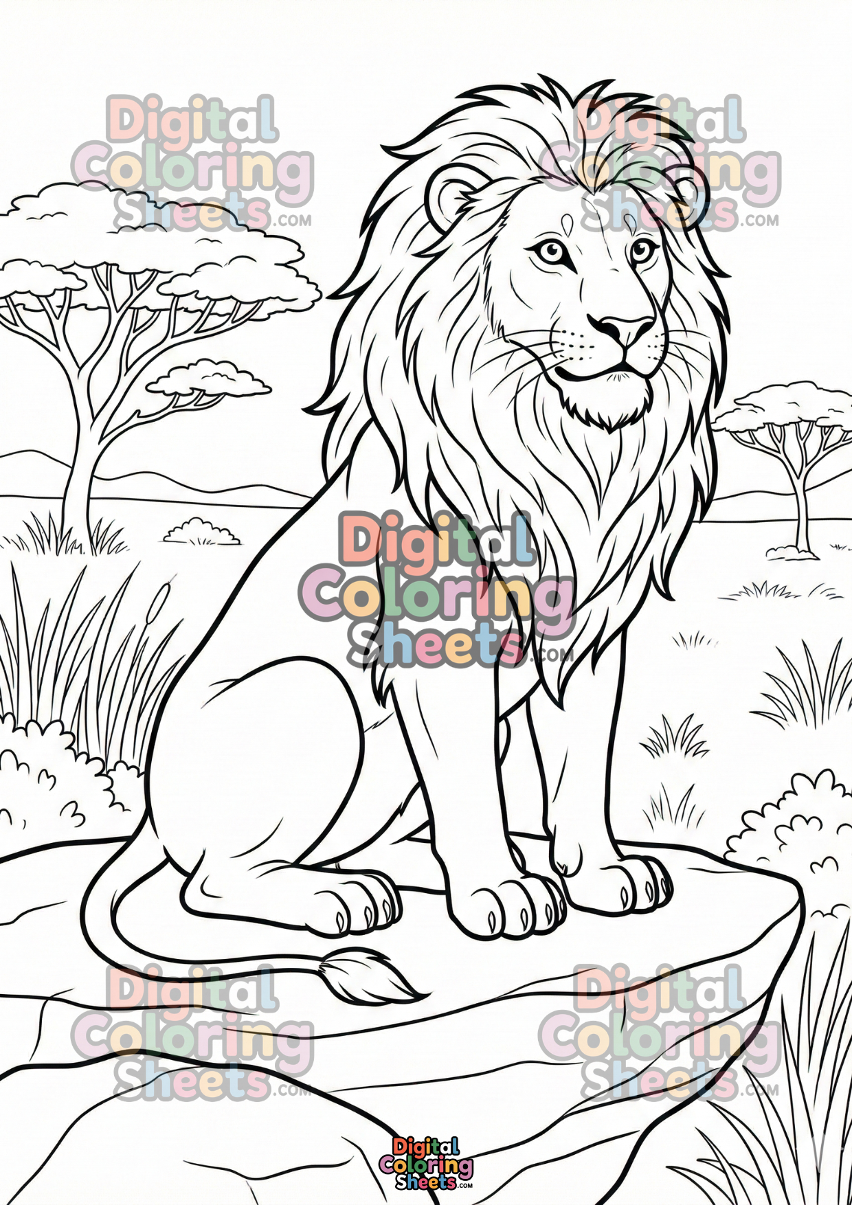 Free Majestic Lion Coloring Page – Proud Safari King Line Art Printable for Kids