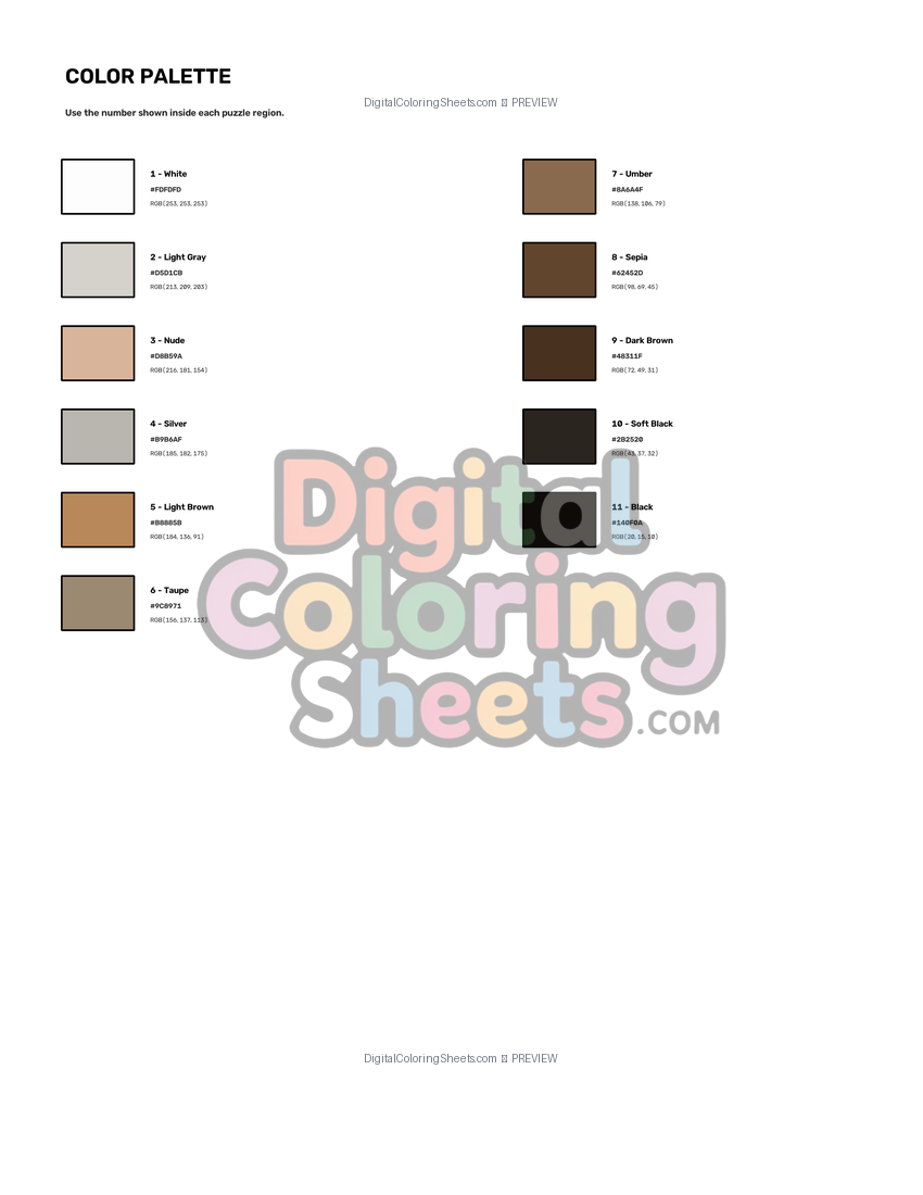 Alexander Graham Bell mystery color by number color palette
