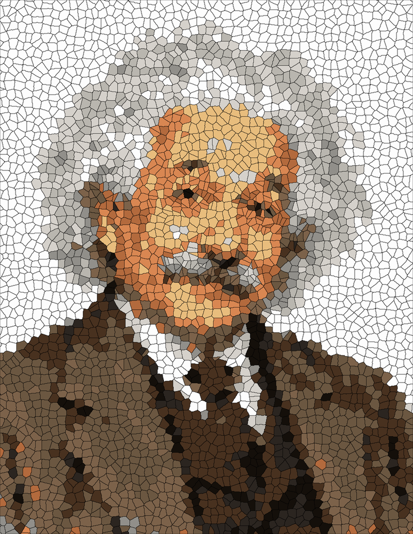 Albert Einstein. mystery color by number finished colored answer