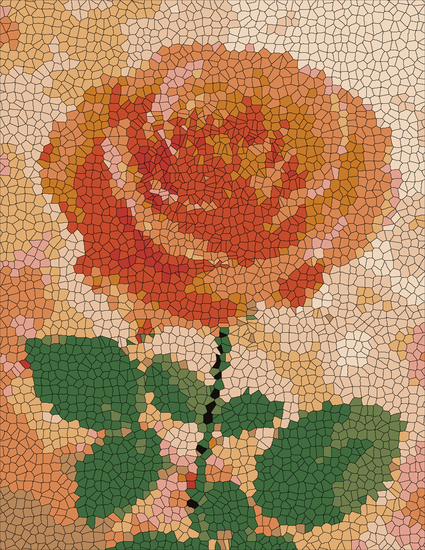 The Orange Rose mystery color by number finished colored answer