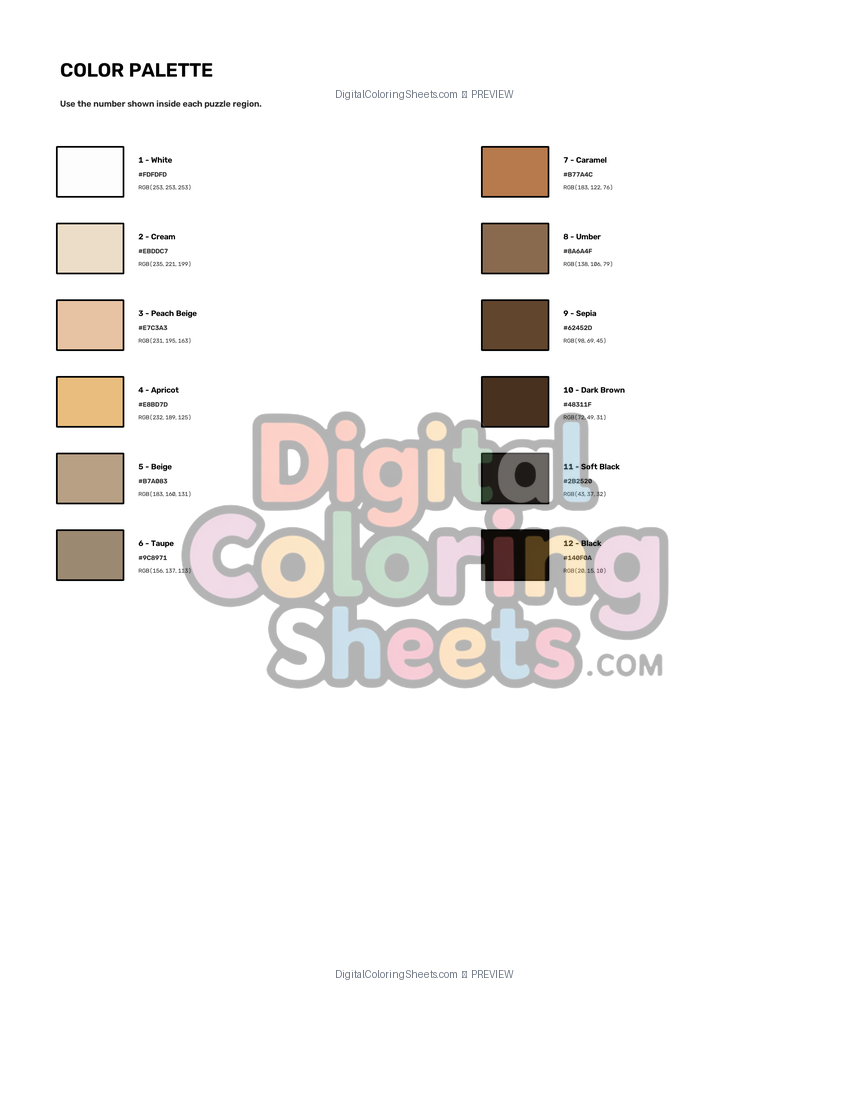 Galileo Galilei mystery color by number color palette