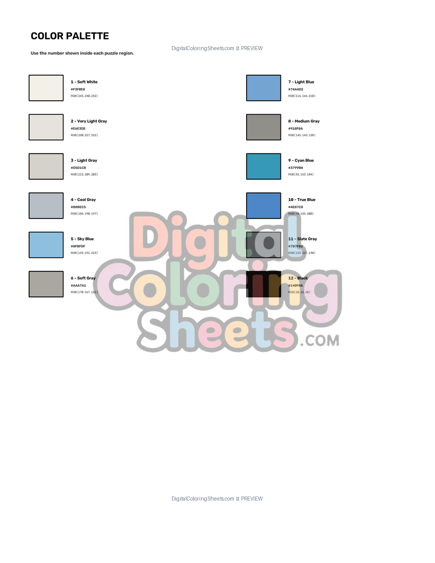 The Arctic Hare mystery color by number color palette