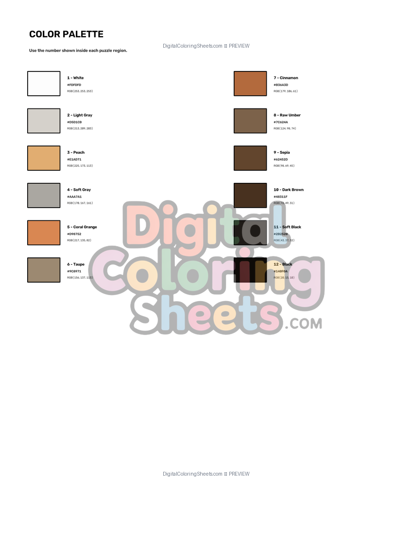 The famous Einstein tongue portrait mystery color by number color palette