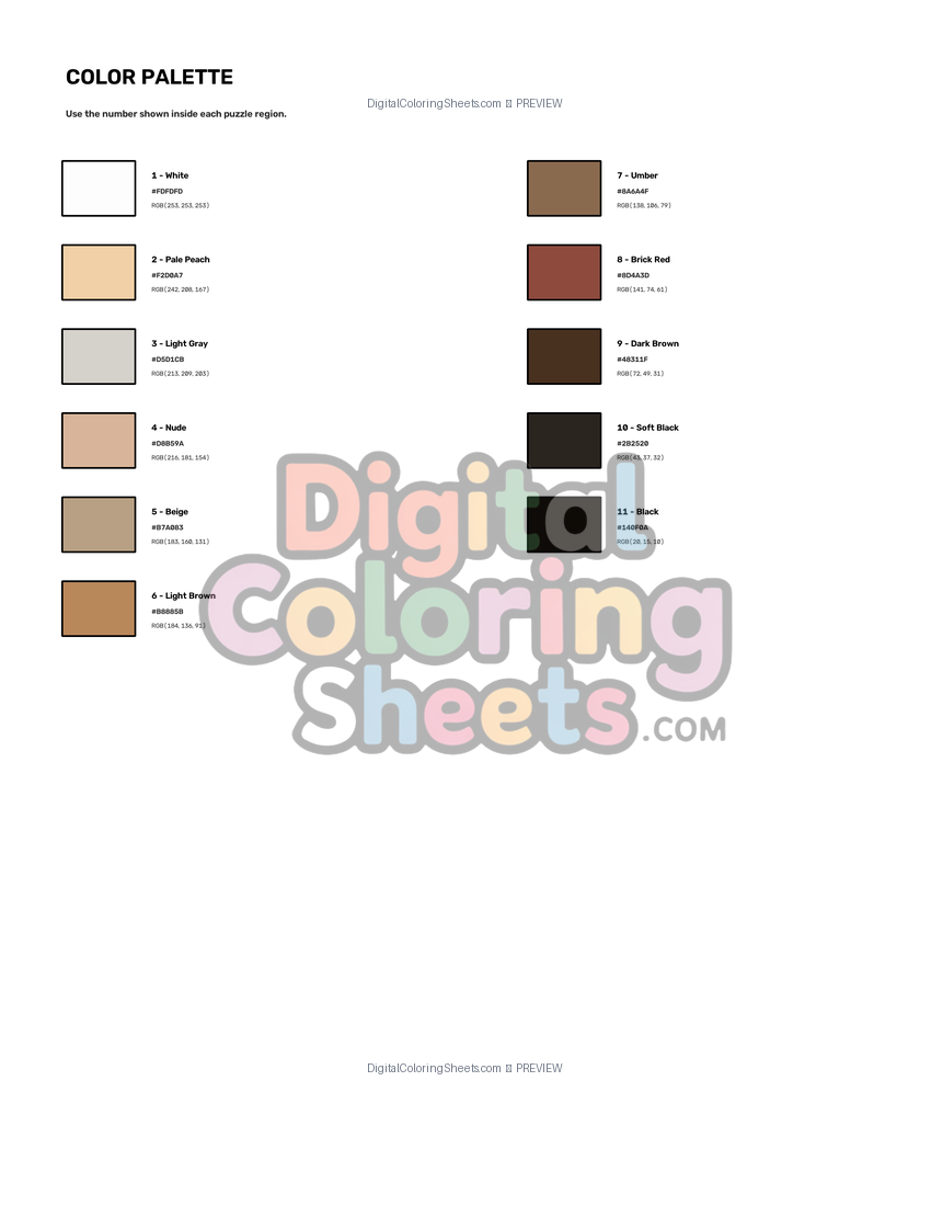 Thomas Edison mystery color by number color palette